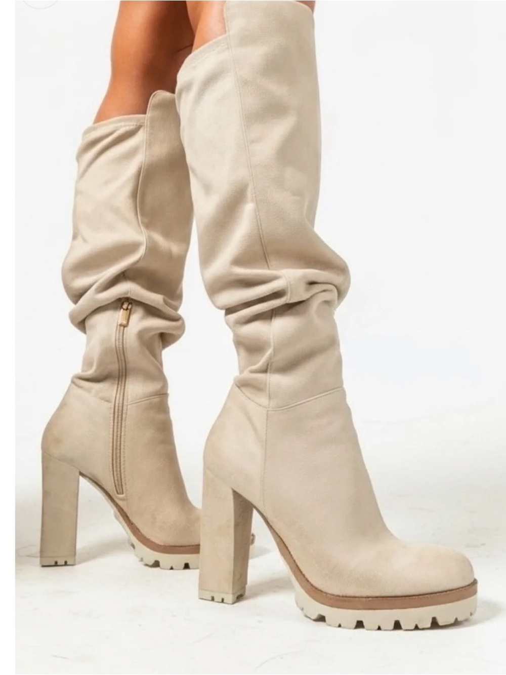 Jennifer Lopez Harlie OTK Boots in TAPIOCA